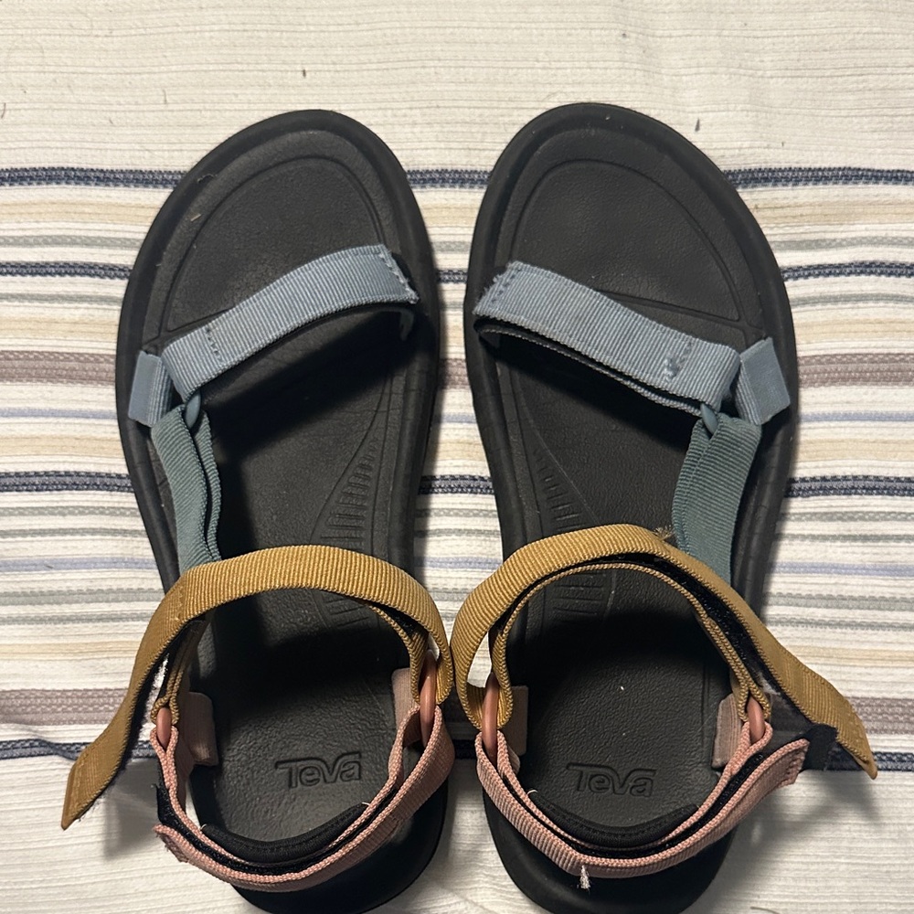 Teva Black Sandals with Blue and Yellow Straps